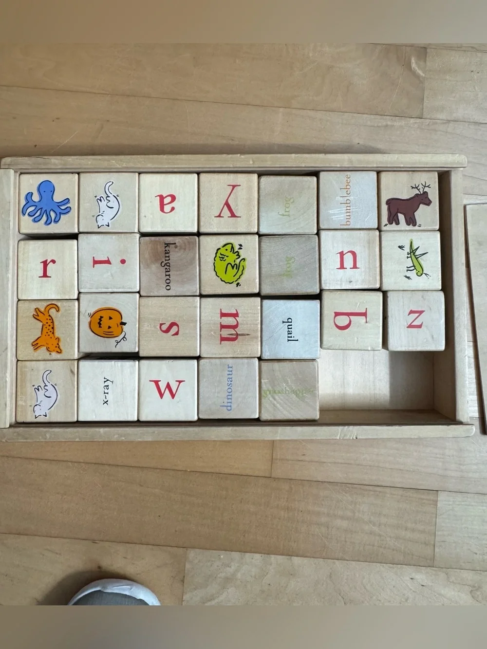 Pottery Barn Kids PBK Learning Alphabet‎ Blocks with storage box Montessori
